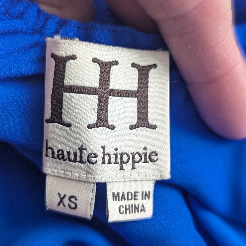 Haute Hippie Silk Blue Halter Jumpsuit Wide Leg Resort Vacation XS - Picture 5 of 7